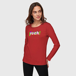 Лонгслив хлопковый женский Yeah неон, цвет: красный — фото 2