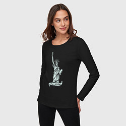 Лонгслив хлопковый женский Статуя свободы - Нью-Йорк, цвет: черный — фото 2