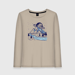 Женский лонгслив Сатурн и горы