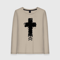 Женский лонгслив Стильный крест - с черепом