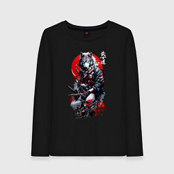 Женский лонгслив Волк самурай - гравюра