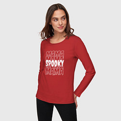 Лонгслив хлопковый женский Spooky mom, цвет: красный — фото 2