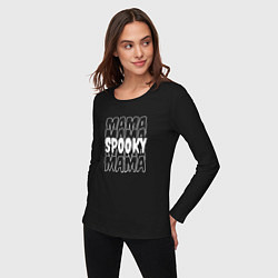 Лонгслив хлопковый женский Spooky mom, цвет: черный — фото 2