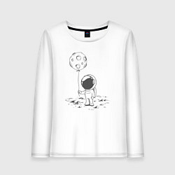 Женский лонгслив Космонавт и лунный шарик