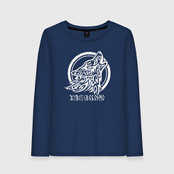 Женский лонгслив Эмблема белый славянский волк