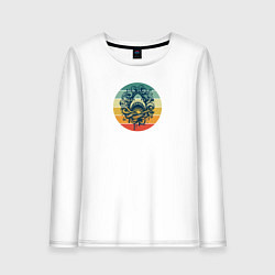 Женский лонгслив Акула в волнах на фоне полосок