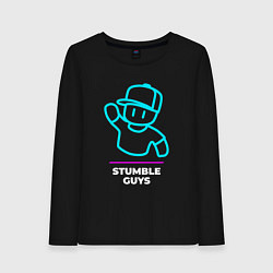 Женский лонгслив Символ Stumble Guys в неоновых цветах
