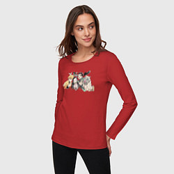 Лонгслив хлопковый женский Demon slayer player anime, цвет: красный — фото 2