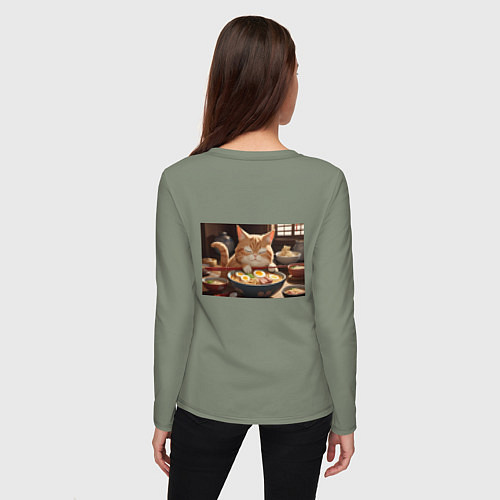 Женский лонгслив Кот обожает рамен / Авокадо – фото 4