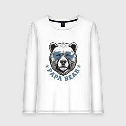 Женский лонгслив Папа медведь в очках