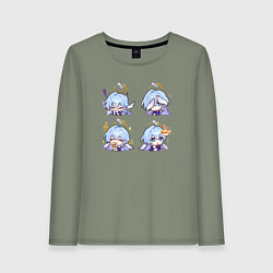 Женский лонгслив Зарянка стикеры