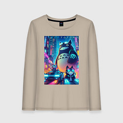 Женский лонгслив Totoro and cats - cyberpunk
