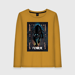 Лонгслив хлопковый женский Fenrir black vinyl, цвет: горчичный