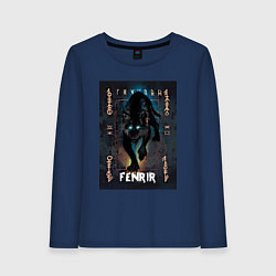 Лонгслив хлопковый женский Fenrir black vinyl, цвет: тёмно-синий