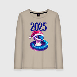 Женский лонгслив Новогодняя синяя змея 2025
