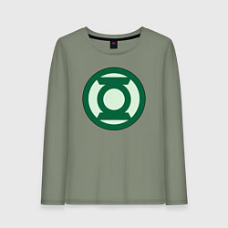 Лонгслив хлопковый женский Green lantern logo, цвет: авокадо