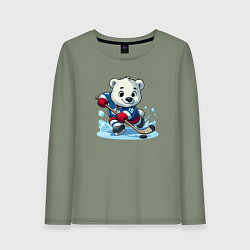 Женский лонгслив Полярный медвежонок хоккейный форвард