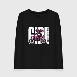 Лонгслив хлопковый женский Girl motocross, цвет: черный
