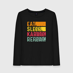 Лонгслив хлопковый женский Сон еда карате, цвет: черный