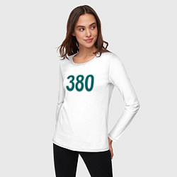 Лонгслив хлопковый женский 380 - Игра в кальмара, цвет: белый — фото 2