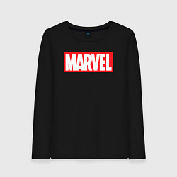 Лонгслив хлопковый женский Marvel logo, цвет: черный