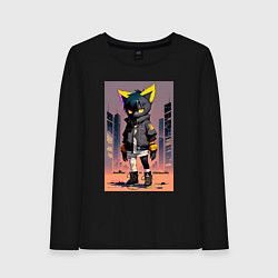 Женский лонгслив Уличный котёнок хулиган - нейроарт