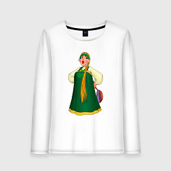 Лонгслив хлопковый женский Баба, цвет: белый
