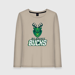 Лонгслив хлопковый женский Milwaukee Bucks NBA, цвет: миндальный