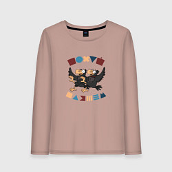 Лонгслив хлопковый женский Пляшем пофиг, цвет: пыльно-розовый