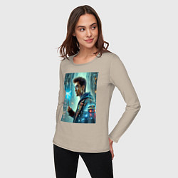 Лонгслив хлопковый женский Harry Potter - urban style, цвет: миндальный — фото 2