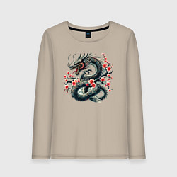 Женский лонгслив Japanese dragon and sakura - irezumi