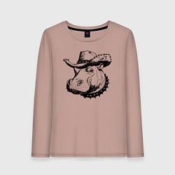 Женский лонгслив Бегемот ковбой