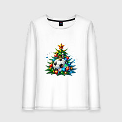 Женский лонгслив Новогодняя футбольная елка