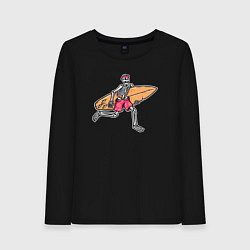 Женский лонгслив Скелетик с серфом