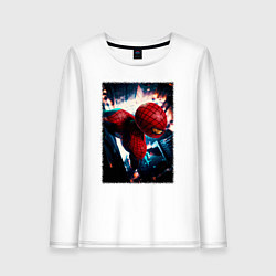 Женский лонгслив Человек паук над ночным городом
