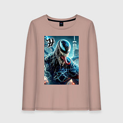 Лонгслив хлопковый женский Venom in New York city - ai art fantasy, цвет: пыльно-розовый