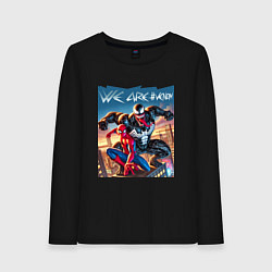 Лонгслив хлопковый женский We are Venom - motto, цвет: черный