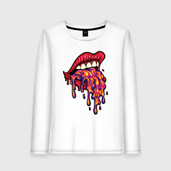 Лонгслив хлопковый женский Crazy lips, цвет: белый