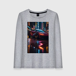 Лонгслив хлопковый женский Суперкар и неон, цвет: меланж