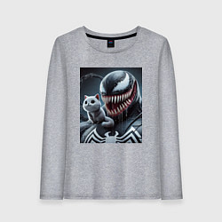 Женский лонгслив Venom and funny kitten - ai art fantasy