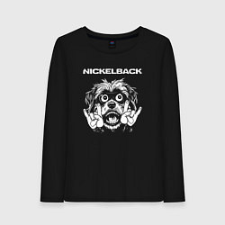 Лонгслив хлопковый женский Nickelback rock dog, цвет: черный