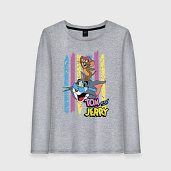 Женский лонгслив Том и Джерри - полосы