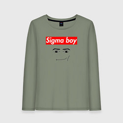 Женский лонгслив Sigma boy roblox face - gaming meme collab