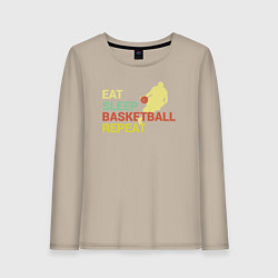 Женский лонгслив Еда сон баскетбол
