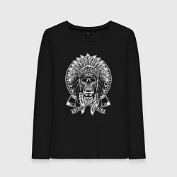 Лонгслив хлопковый женский Indian skeletor, цвет: черный