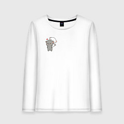 Женский лонгслив Белый котик на спине у серого для пары