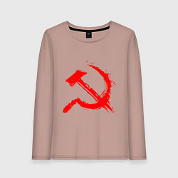 Лонгслив хлопковый женский Sickle and hammer red paint, цвет: пыльно-розовый