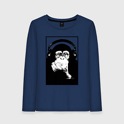 Женский лонгслив Monkey in the headphones