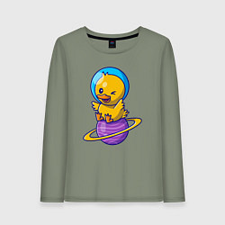 Женский лонгслив Утёнок на сатурне
