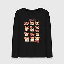 Женский лонгслив Милая собачка с сердечками